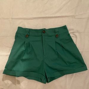 VINTAGE. High wasted, blue-green shorts. Size: 6.